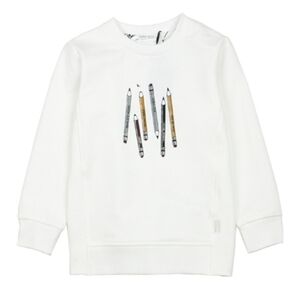 Kids White Crewneck Sweater Pencil Graphic Sweater Size 4 miles Kids